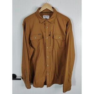 Poncho XL Slim Fit Button Front Magnetic Pockets Tan Shirt (Read Desc)